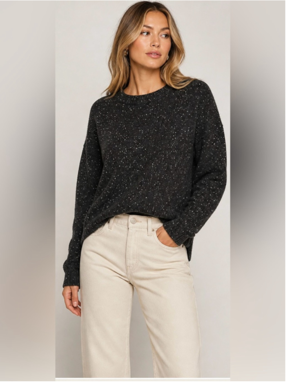 Theory Easy Crew Sweater Donegal Cashmere Speckled Knit Small
Crewneck Pullover
